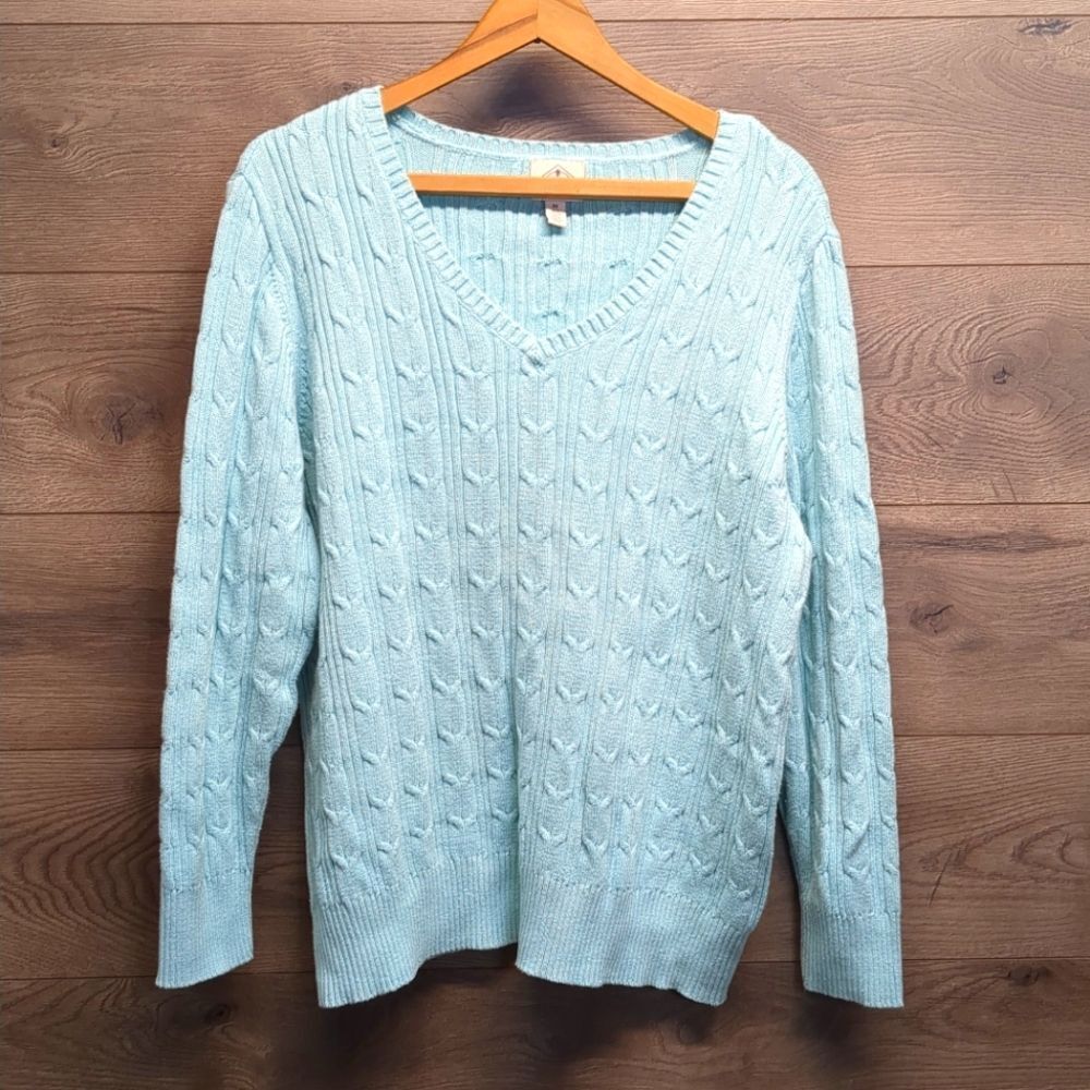 St. Johns Bay Thick Knit Long Sleeve Blouse V Neck Women's Plus Size 3x